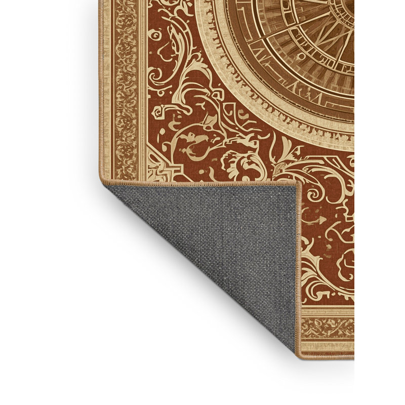 Tapis moelleux moelleux en damas classique brun - reliure brun clair, 3 X 5