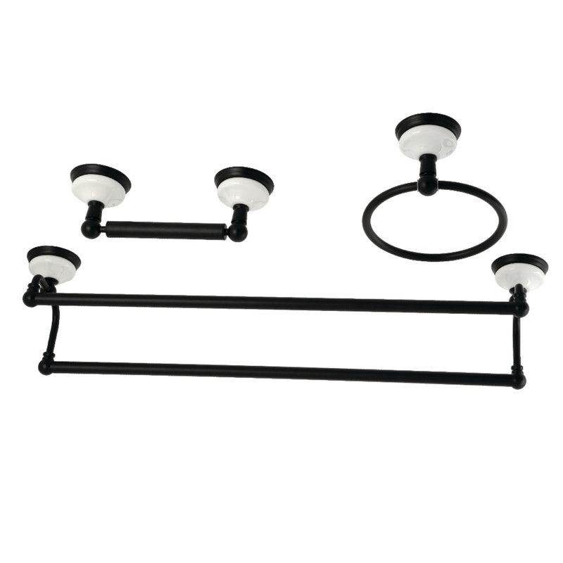 Victorian Matte Black 3-Piece Metal Bathroom Hardware Set