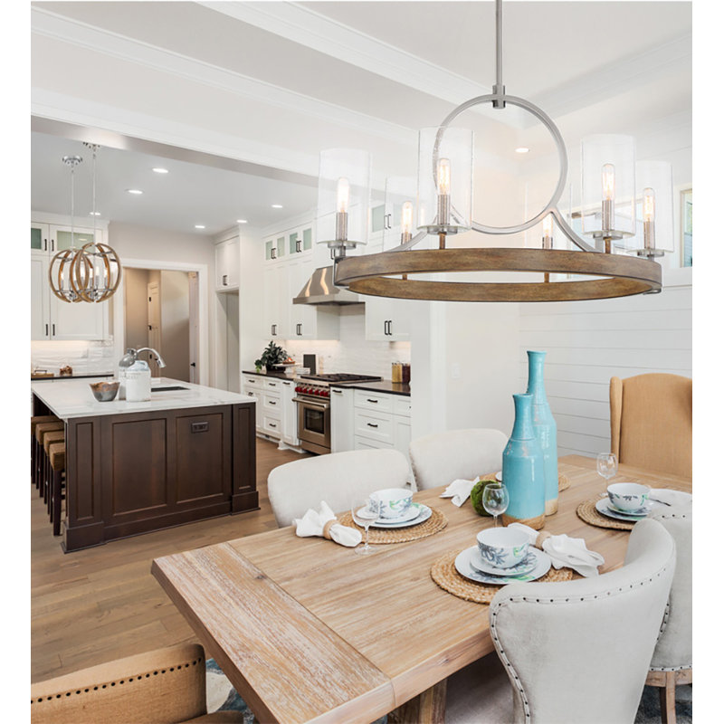 Vanessa 6 - Light Dimmable Wagon Wheel Chandelier