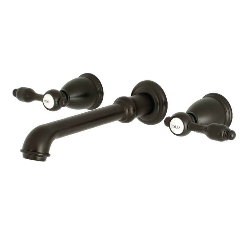 Kingston Brass Tudor Two-Handle 3-Hole Wall Mount Bathroom Faucet, Oil Rubbed Bronze