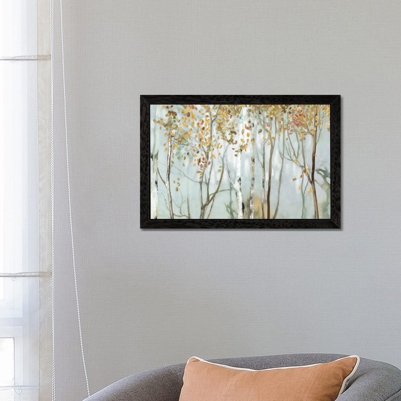 Birch In The Fog Ii by Allison Pearce - Painting on Canvas, 66.04 cm H x 45.72 cm W, Black Framed