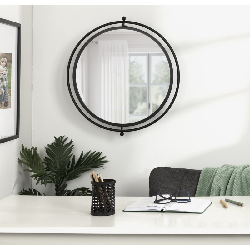 Miroir décoratif moderne et contemporain Menderes, Noir, H 22,5 po x l 21 po