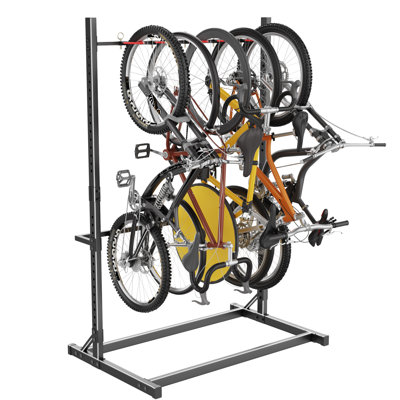 Freestanding Bike Storage Rack with Adjustable Hook System - 300lb Capacity Vertical Bicycle Organizer, 80.3" H Black Powder Coated Steel Garage Storage Solution