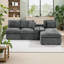 Canapé modulaire 107,9 po avec coussins à double couche, poches latérales et rangement 107 po-1466324268