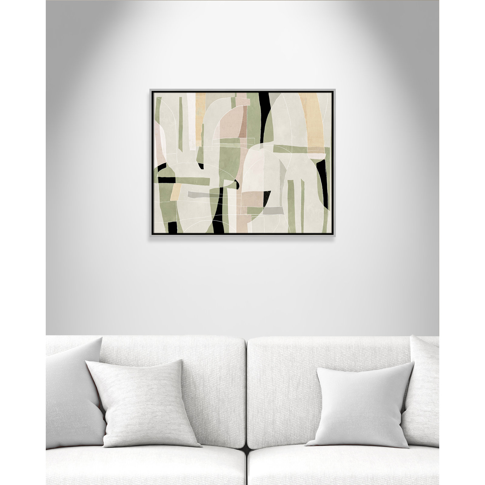 Sunny Barcelona - Floater Frame Canvas, 29.5" W x 23.5" H, Silver