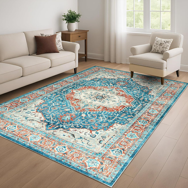 Aspire Homeware Blue Persian Style Area Rug, Rectangle 160 x 230 cm