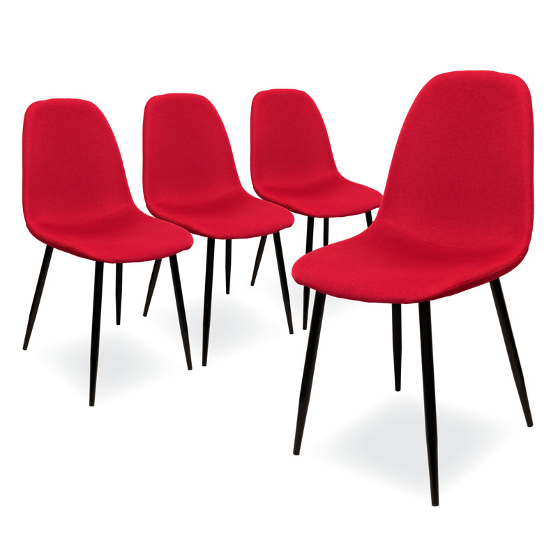 Berrier 4 - Person Dining Set, Red, White