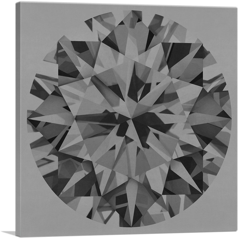 Charcoal Gray Diamond Jewel Canvas Art Print, 26" x 26"