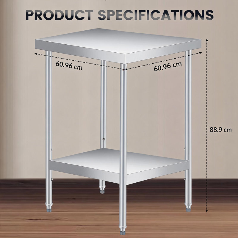 Stainless Steel Table, NSF Prep & Work Table with Adjustable Under Shelf and Pre-Assembled Table Foot, for Restaurant, Kitchen, Home – Easy to Install