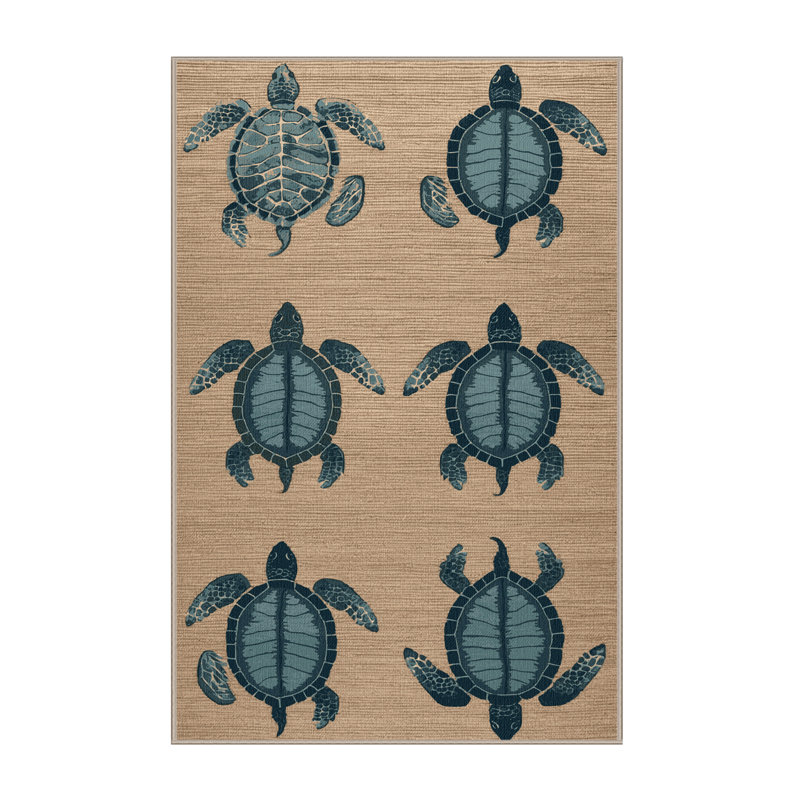 Washable Sea turtles Nautical Area Rug, Runner 2' x 5'