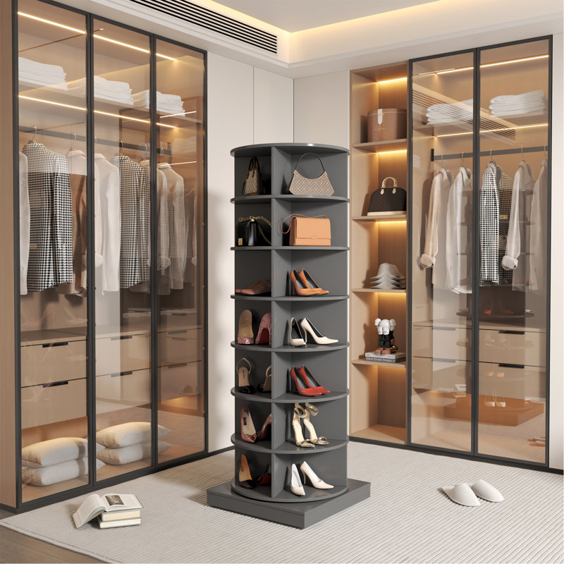 Range-chaussures rotatif gris à 7 couches pouvant accueillir jusqu'à 28 chaussures Paris
