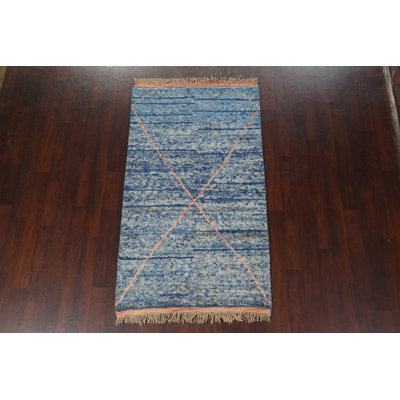 Tapis berbère marocain à motif abstrait noué à la main 4 x 7