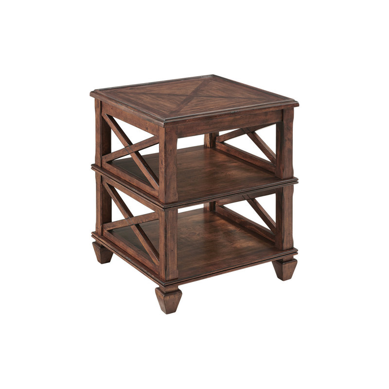 Hilma 21-Inch Square Wood End Table with Dual Shelves