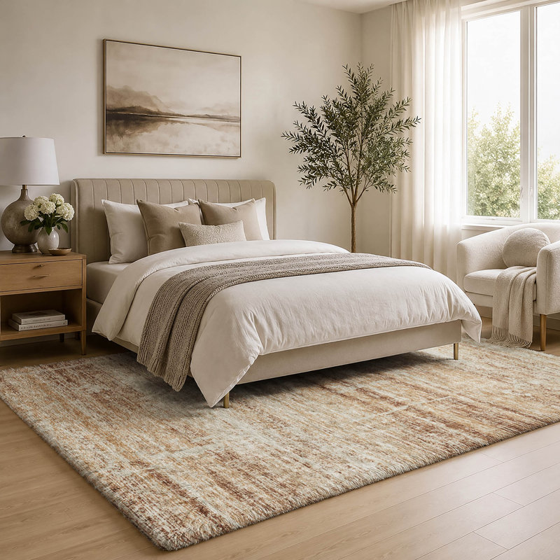 Washable Abstract Indoor Rug, Cuivre, 3' x 5'