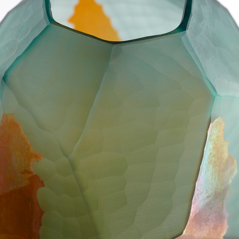 Roca Verde Glass Table Vase, 14" H x 8" W x 8" D
