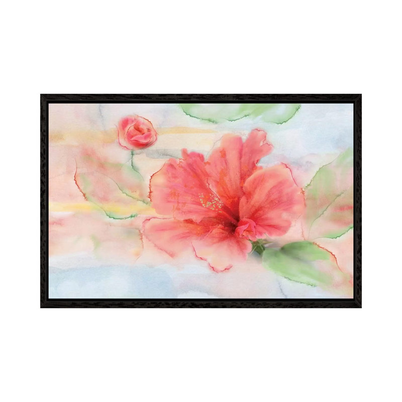 Hibiscus by Nan - Painting on Canvas, Black Framed Canvas, 66.04 cm H x 45.72 cm W