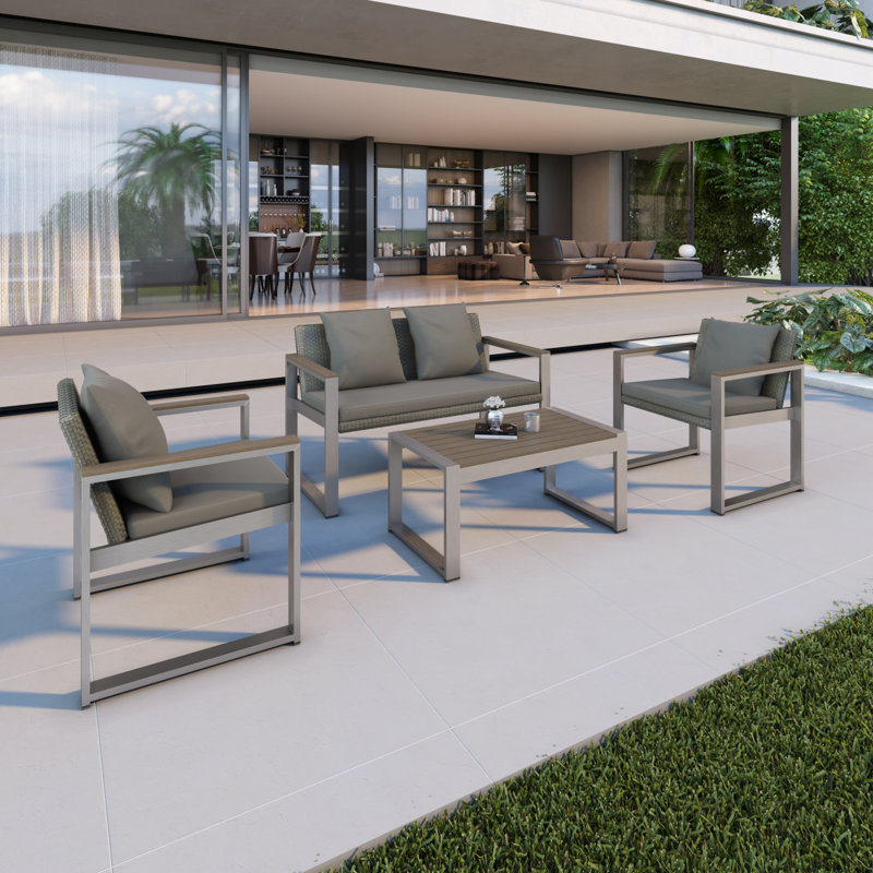 Canapé double en aluminium tissé en aluminium, Gris/argent