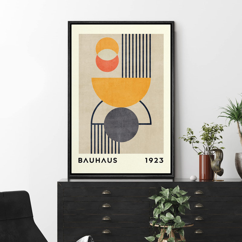 Oeuvre classique moderne Mid Century Boho Bauhaus, Noir, H 24 po x l 16 po