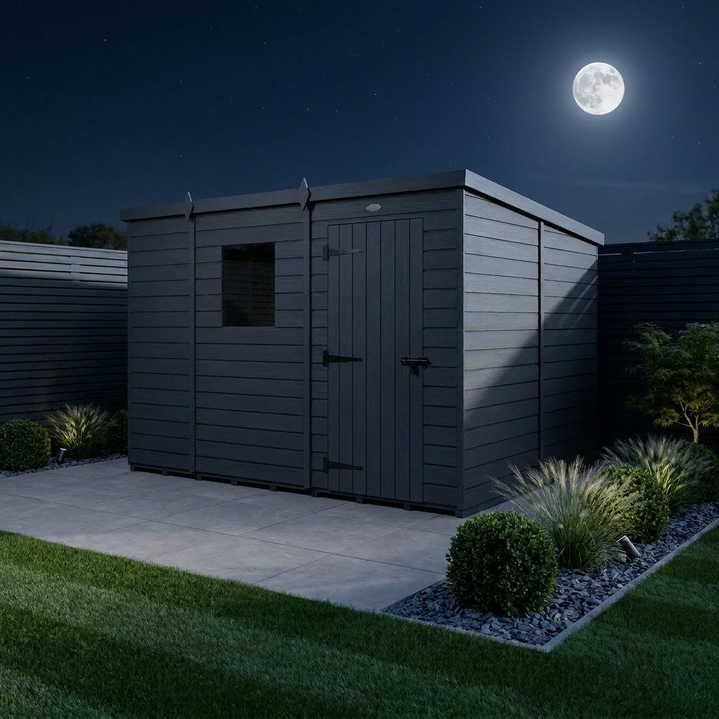 Total Sheds 9ft x 8ft Composite Pent Garden Shed - Single Door - With Windows - EPDM Rubber Roof - UK Manufactured