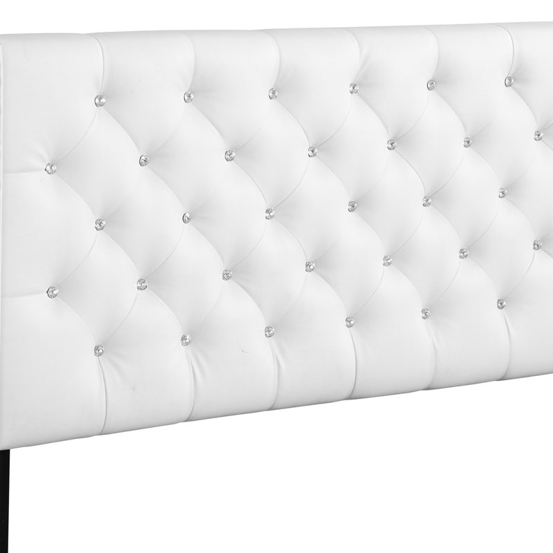 Ashe Upholstered Low Profile Standard Bed, Queen, White