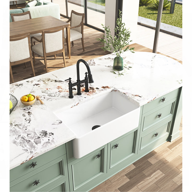 White Farmhouse Sink Deep Apron Sink Undermount Farmhouse Kitchen Sink Single Farm Sink