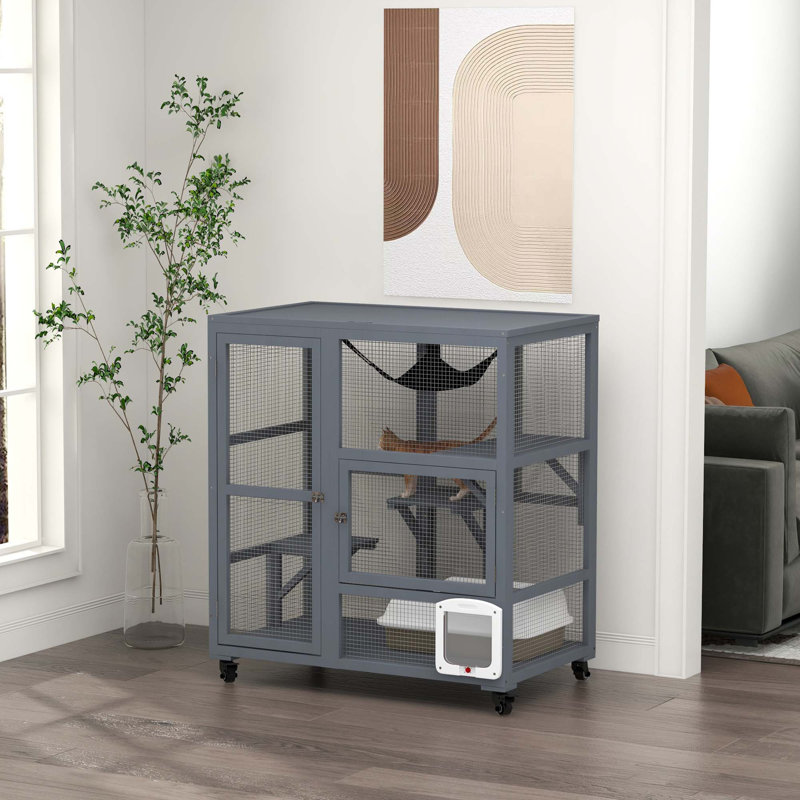 Enceinte polyvalente pour chats avec de multiples caractéristiques pour le confort et le divertissement félins