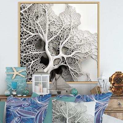 «Under Water», coraux noirs et blancs, collage I sur toile