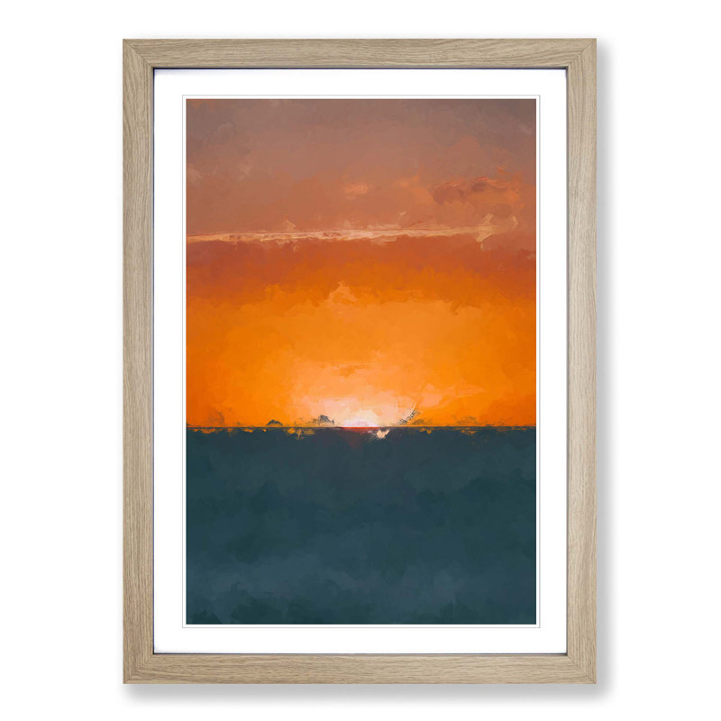 Sunrise Horizon in Abstract - Picture Frame Graphic Art Print, 36cm H x 27cm W x 2cm D, Oak Framed