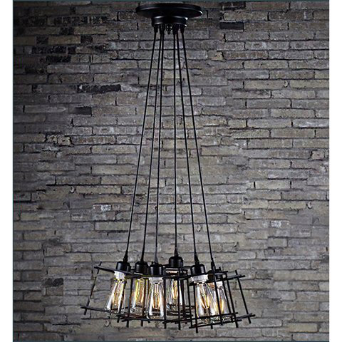 Luminaire suspendu géométrique 6 lumières grappe Amey