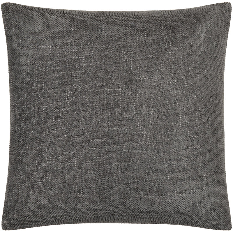 Gray Polyester Square Reversible Throw Pillow 18"