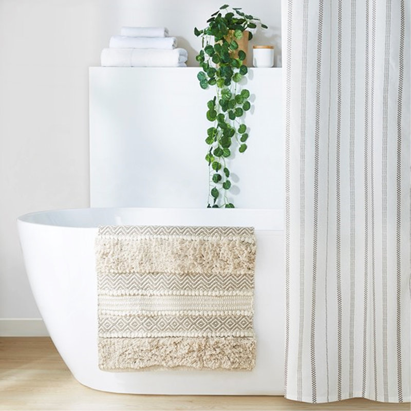 Tapis tissé à rayures tissées texturé naturel 22 po x 58 po