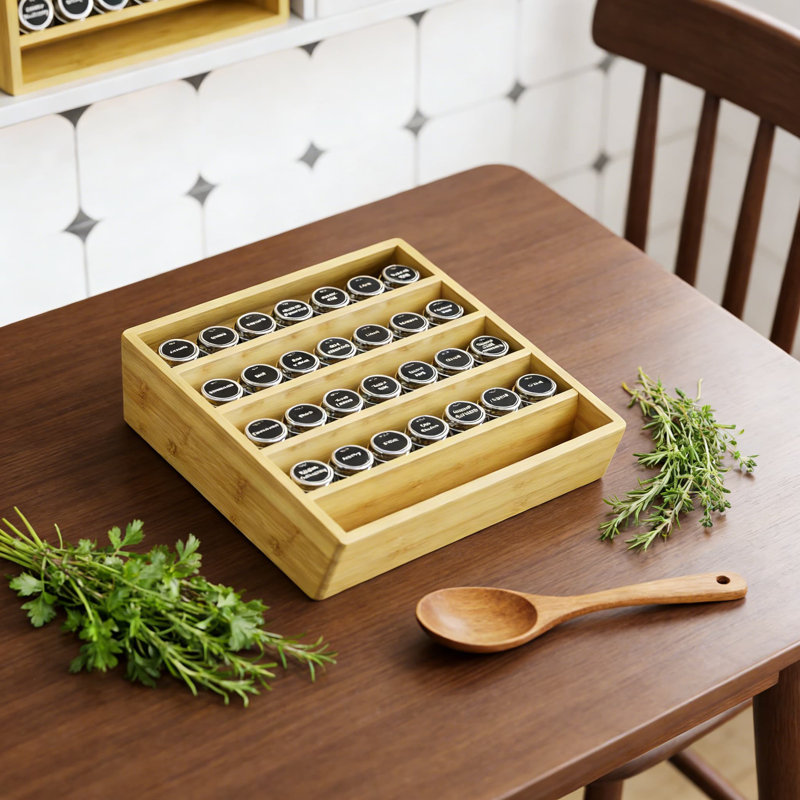 Étagère à épices en bambou à 4 niveaux pour armoire ou comptoir, étagère à assaisonnement autoportante pour garde-manger et armoire, solution de rangement peu encombrante