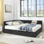  Queen Upholstered Storage Sofa Bed Frame with Backrest and Armrests, Velvet Platform Bed, Black-135947459
