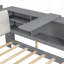 Lit plateforme en bois avec tête de lit, tablettes et 2 tiroirs, gris-1544318327