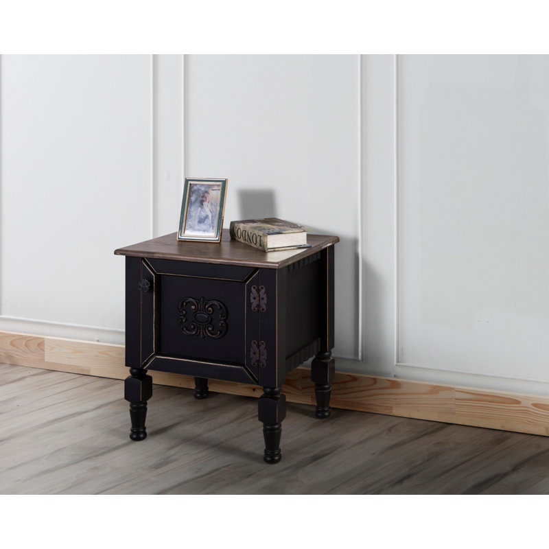 Ekpen 50cm W Manufactured Wood Bedside Table, Brown/Black
