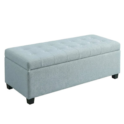 50.45Inches Storage Bench, Blue, Solid Wood, And High Density Foam Bench In Engineered Wood Foam, Great For Extra Seating