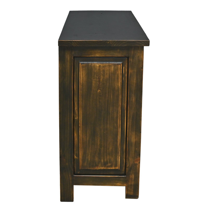 Western Carved Cabinet with Cowhide Inserts