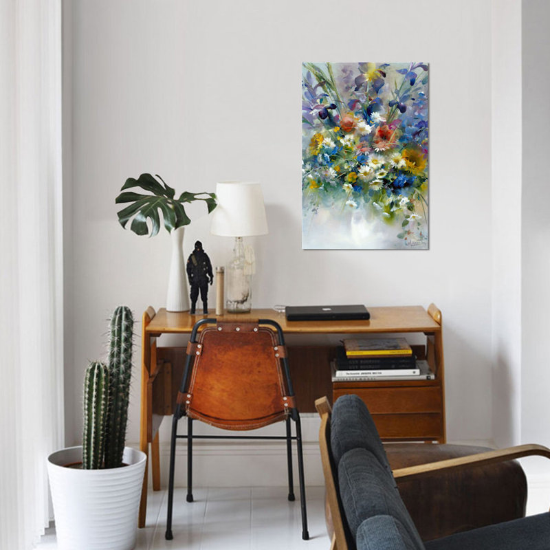 «Floral Impression», reproduction sur toile, H 40 po x l 26 po x P 1,5 po, Toile tendue, Pas de tapis