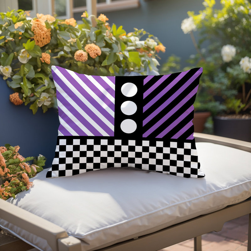 Oreiller rectangulaire réversible intérieur / extérieur Brixa, Rectangulaire H 18 po x l 25 po, Mauve