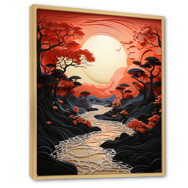 Reproduction d'art sur toile, "Beach Pier Perspectives Papercut I", L 12 po x H 20 po, Cadre naturel flottant