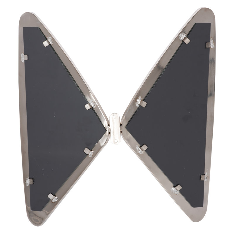 Frates Butterfly Wall Mounted Wall Mirror, Polished Stainless Steel