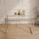 Table de salle à manger moderne et minimaliste rectangulaire en verre pour 4 à 6 personnes, plateau en verre trempé avec pieds en métal chromé argenté, parfaite pour la cuisine et le salon