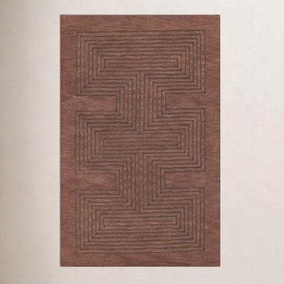 Orlie Copper Hand-Tufted Geometric Wool Rug