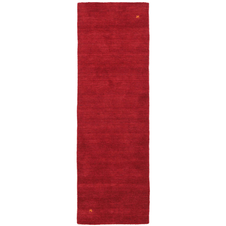 Handwoven Wool Gabbeh Uni Red Rug