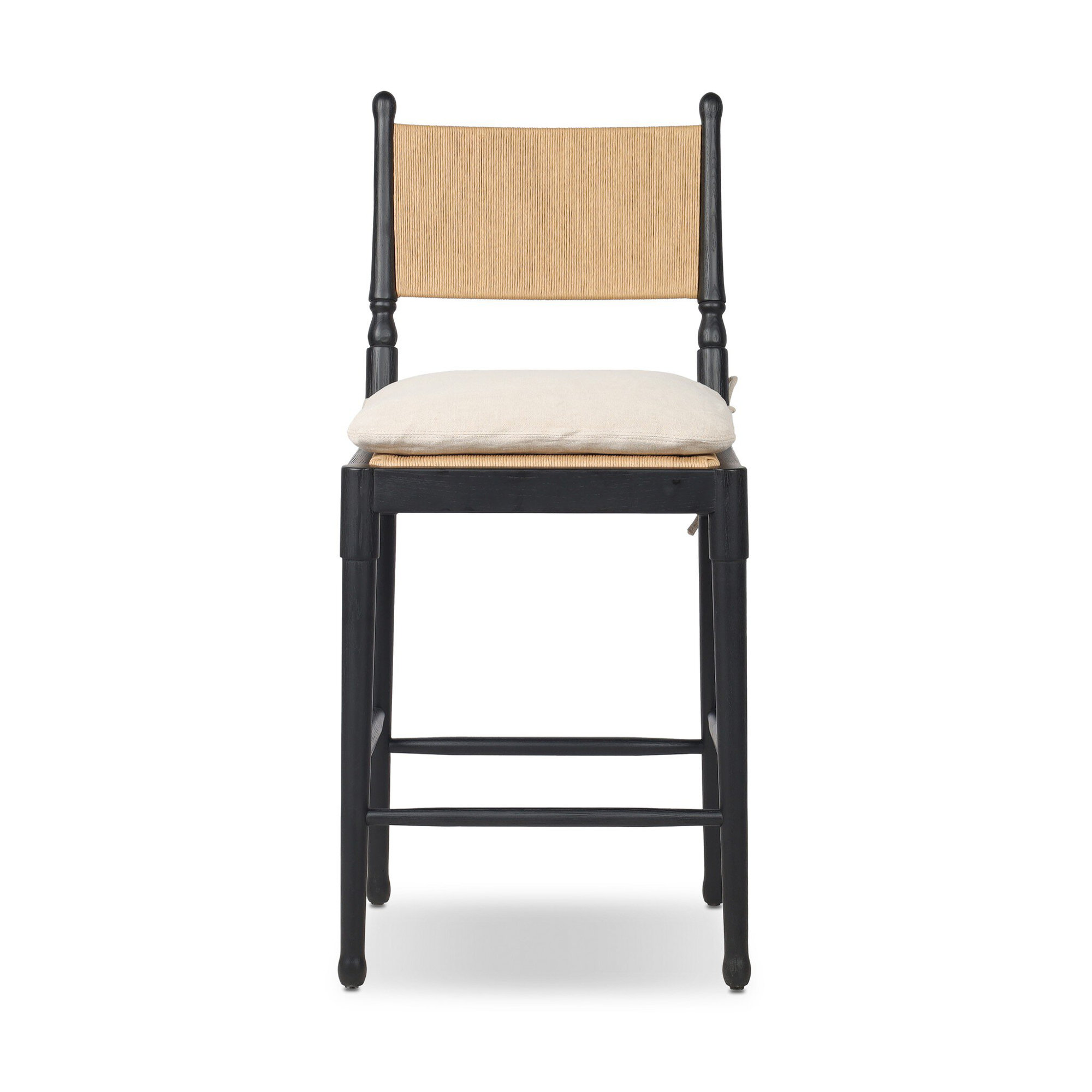 Fayth Stool with Cushion, Counter Stool (25.5” Seat Height)”, Stained Black Ash Frame