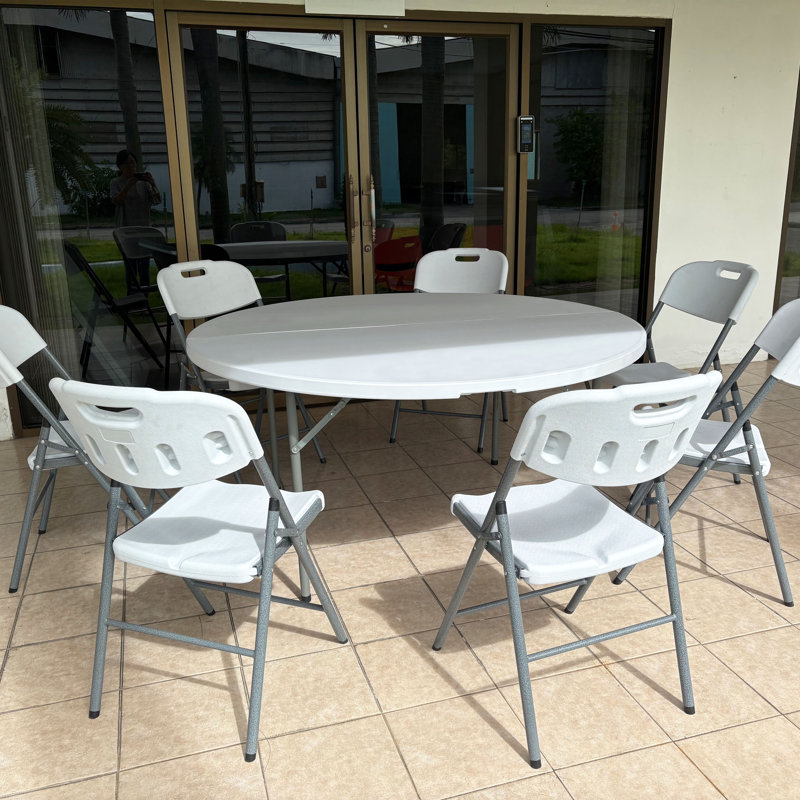Party Event Stacking Non-Fold Tabletop Plastic Round Foldable Banquet Table (Set Of 6)