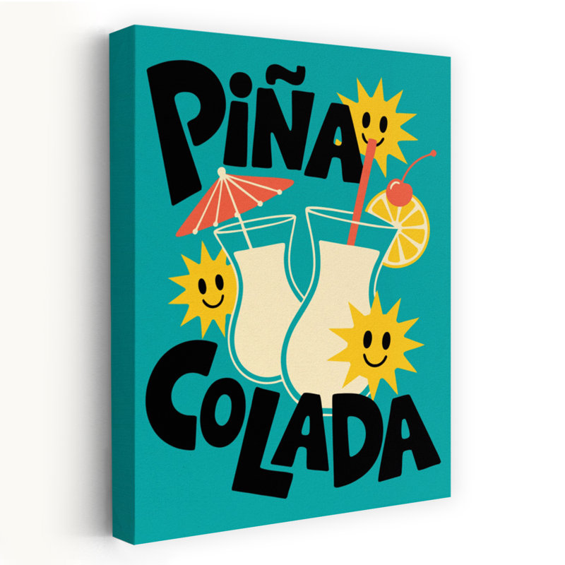 «Happy Piapa Coladas», art mural rétro rétro et vibrant, H 48 po x l 32 po