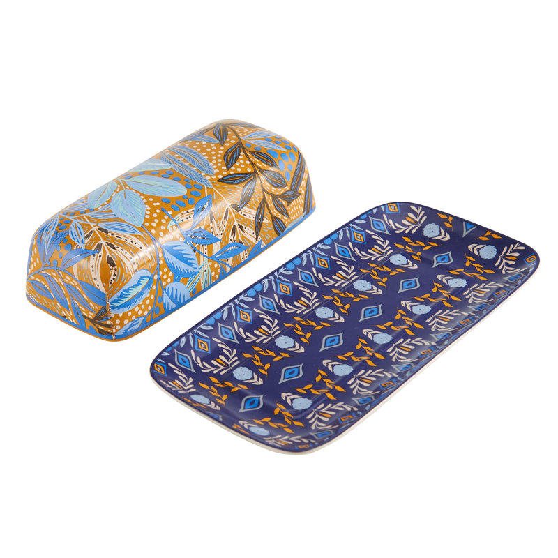Fitz and Floyd Madeline Covered Butter Dish, Multicolor,8-Inch