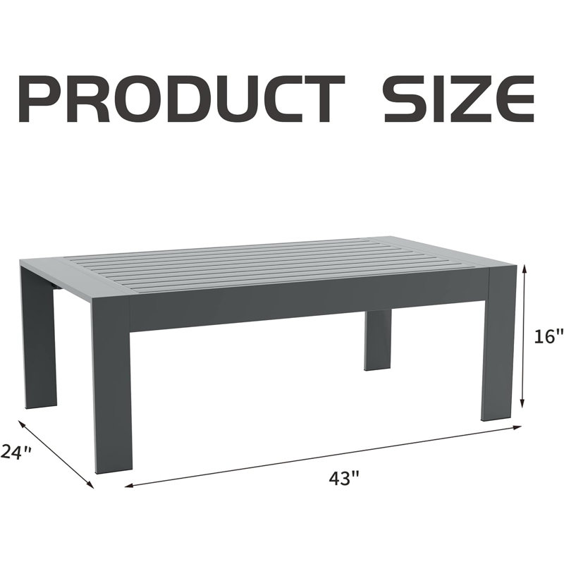 Layinsun Aluminum Outdoor Patio Coffee Table