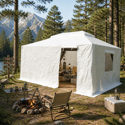 12' x 14' All-Weather Winter Gazebo Cover for Hardtop Gazebos, Waterproof Protective Enclosure with Sidewalls, Zippered Doors & Mesh Windows